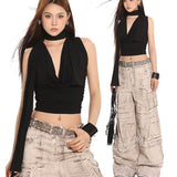 2025 Spring And Summer New High-End Sexy Inside Sexy Neck Ribbon Design Sling Vest Woman HZ1208