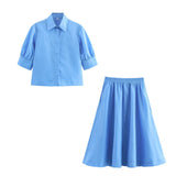 Summer New Women's Short-Sleeved Shirt Wide Fan Flute Dress 2731046 HZ1208