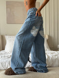 Love Worn Jeans Street Hot Girl Autumn New Low-Rise Loose Straight Pants Broad Legs Fashion HZ1208