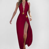 2025 Women's Holiday Style Sexy Open Skirt Hanging Neck Sexy Back Suit Women Two Sets HZ1208