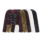 Z2025 New Fashion Temperament Women's Long-Sleeved Bow Decorated With A Glide Coat Top HZ1208