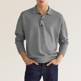 2025 Wish Autumn Long-Sleeved V-Neck Button Men's Casual Polo Shirt HZ1208