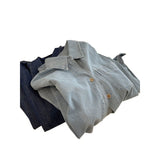 Deep-Colored Two-Color Cowboy Shirt Women Spring And Autumn New Retro Spousal Folding Wearing Long-Sleeved Shirt Casual Coat Tide HZ1208