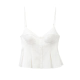 V-Neck Slings Sexy Dew Single-Dripple Broad-Folded Skirt-Up Short-Form Women's Vest 2178083 HZ1208