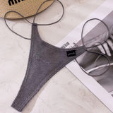 Threaded Cotton Strip Single With Sexy Thong Lady English Letter Logo Thong Trousers Women's Trousers HZ1208