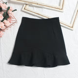 Real Shooting Small Lotus Leaf Side Fishtail Short Skirt Anti-Light High-Rise Thin A Word Bag Hip Skirt 8191 HZ1208
