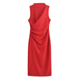 Autumn And Winter New Folding Decoration Midi Sleeveless Dress 9224262 HZ1208