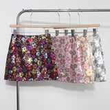 French Heavy Industry Lighting Flowers A-Word Skirt High Waist Thin Ass Anti-Light Short Skirt Women 8158 HZ1208