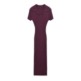Women's Clothing 2025 Autumn And Winter New Fashion Temperament Collar Ribs Knitted Dress HZ1208
