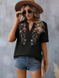 Short-Sleeved Embroidered Top Women's Literary And Art Retro Shirt Women Loose Temperament 2025 Summer New HZ1208