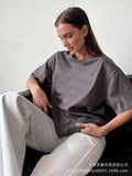 2025 Spring And Summer New Solid Color Short-Sleeved Women Loose Large-Band Pure Cotton T-Shirt Simple Top HZ1208