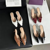 Autumn 2025 New Bag Head Half Slippers French Fairy Style Mary Jane Shoes Dress Low Heel Bow HZ1208