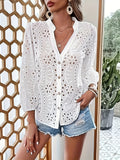 Women's Top Button White Autumn Dress Lady Shirt Fashion Temperament HZ1208
