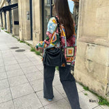 Autumn And Winter New Women's Baseball Collar Print Cotton Jacket Loose Leisure Cotton Coat HZ1208