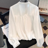 French White Shirt Female Senior Spring And Autumn 2025 New Good-Looking Lace Long-Sleeved Beautiful Shirt Top HZ1208