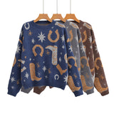 2025 Women's New Round-Neck Long-Sleeved Silk Knitted Sweater 221279 HZ1208