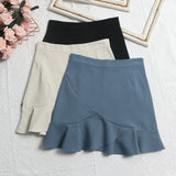 Real Shooting Small Lotus Leaf Side Fishtail Short Skirt Anti-Light High-Rise Thin A Word Bag Hip Skirt 8191 HZ1208