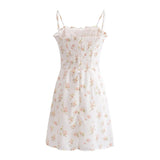 AA2025 Women's Floral Print Wood Ear Mini Sling Dress 7572 HZ1208