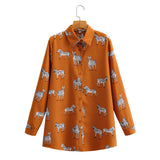 2025 Women's New Long-Sleeved Animal Zebra-Print Shirt 21006 HZ1208