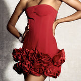 Sexy Women's New Sleeveless Bra Menscic Hem Flower Miniskirt HZ1208