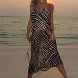 Women's Dress 2025 New Temperament Fashion Print V Collar Folds To The Waist To Repair The Dress Woman HZ1208