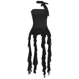 2025 New Pure Hottie Wind Lotus Side Splicing Ribbon Braid Vest Woman Slimming Irregular Top HZ1208