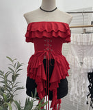 Real Shooting Hottie Belt Lotus Side Splicing Lace Bra Vest Word Shoulder Ribbon Short Coat 8013 HZ1208