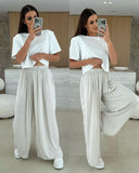 2025 Summer Leisure Wide Legs Burst Loose Casual Fashion Trousers Women HZ1208