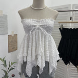 Real Shooting Holiday Wind Bra Strap With Bow Irregular Dress Loose Thin Short Sleeveless Top 9568 HZ1208