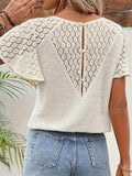 Summer New Women's V-Letter Lace Temperament Commuter Loose Leisure Knitwear HZ1208
