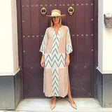 Women's New Striped V-Neck Dress Women's Summer Loose Casual Dress HZ1208