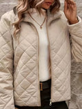 2025 New Autumn And Winter Pure-Color Long-Sleeved Collared Quilt Elegant Loose Women's Warm Coat Tide HZ1208
