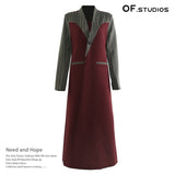 25 Autumn Colling Color Splicing Angola Red Striped Long Wind Coat Coat 1813 HZ1208