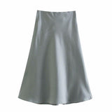 Spring 2025 New Tight Waist Simple Set Solid Color Lirt Solid Color Half Body Skirt HZ1208