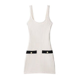 Z New Women's Elastic Knitted Button Dress With Short Dress 5063343 HZ1208