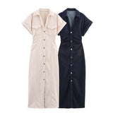 Spring New Denim Folding Short-Sleeved Dress 2284576 HZ1208