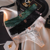 Relay Empty Trousers V Flash Diamond Buckle Lace Side Trousers Without Trace Ice Splicing Lace Lady T-Tants HZ1208