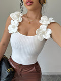 New Three-Dimensional Flowers Elegant Spring And Summer Knitted Vest HZ1208