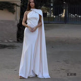 Ins Homemade Niche New Women's Clothing In Spring And Summer Solid Color Hanging Neck Silk And Siding Texture Dress HZ1208