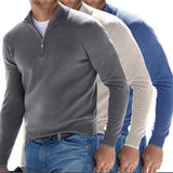 2025 New Autumn Long Sleeve V-Neck Wool Woolen Zip-Up Men's Casual Polo Shirt HZ1208