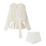 Temperament Lantern Dress Women's Spring New Short Skirt To Collect Irregular Lotus Leaf Edge Tie HZ1208