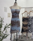 Real Shooting Sexy Sling Dress Girl Summer Babes Thin With Chest Cushion Lotion Side Ribbon Mesh Vest Dress 66661 HZ1208