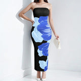 Spring 2025 New Women's Temperament Fashion Elegant Bag Hips Shoulder-Print Dress HZ1208