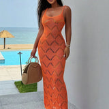 Hot Sales Women's Clothing 2025 Summer New Fashion Sexy Bare Back Hollow Hair Weaving Sling Dress HZ1208