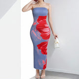 Spring 2025 New Women's Temperament Fashion Elegant Bag Hips Shoulder-Print Dress HZ1208