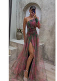 Women's Explosive Flower Slant Shoulders Big Smash Flower High-End Dress HZ1208