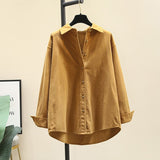 Thicken The Corduroy Shirt Women's Coat 2025 Autumn And Winter New Korean Version Of Loose Long-Sleeved Folded Shirt Topess HZ1208