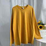 Spring 2025 New Hot Pure Color Long-Sleeved T-Shirt Women Loose Cotton Collar Base Top HZ1208