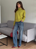 Autumn And Winter Pure Color Short High-Collar Sweater Women's Loose Leisure Knitting Shirt 2025 New Thicker Top HZ1208