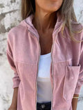 2025 Solid-Color Jacket Women's Simple Wind Wick Hooded Coat Women's Pocket Splicing HZ1208